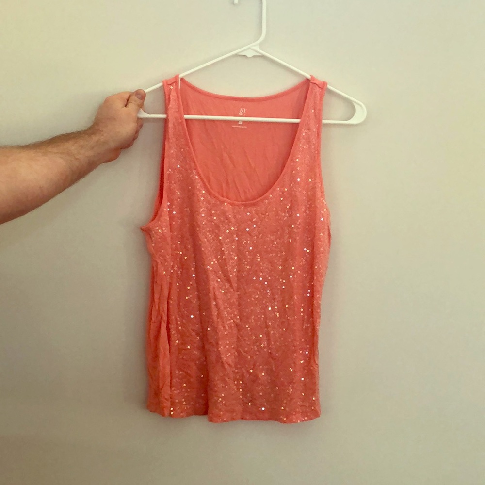 New York and Co coral sequin tank